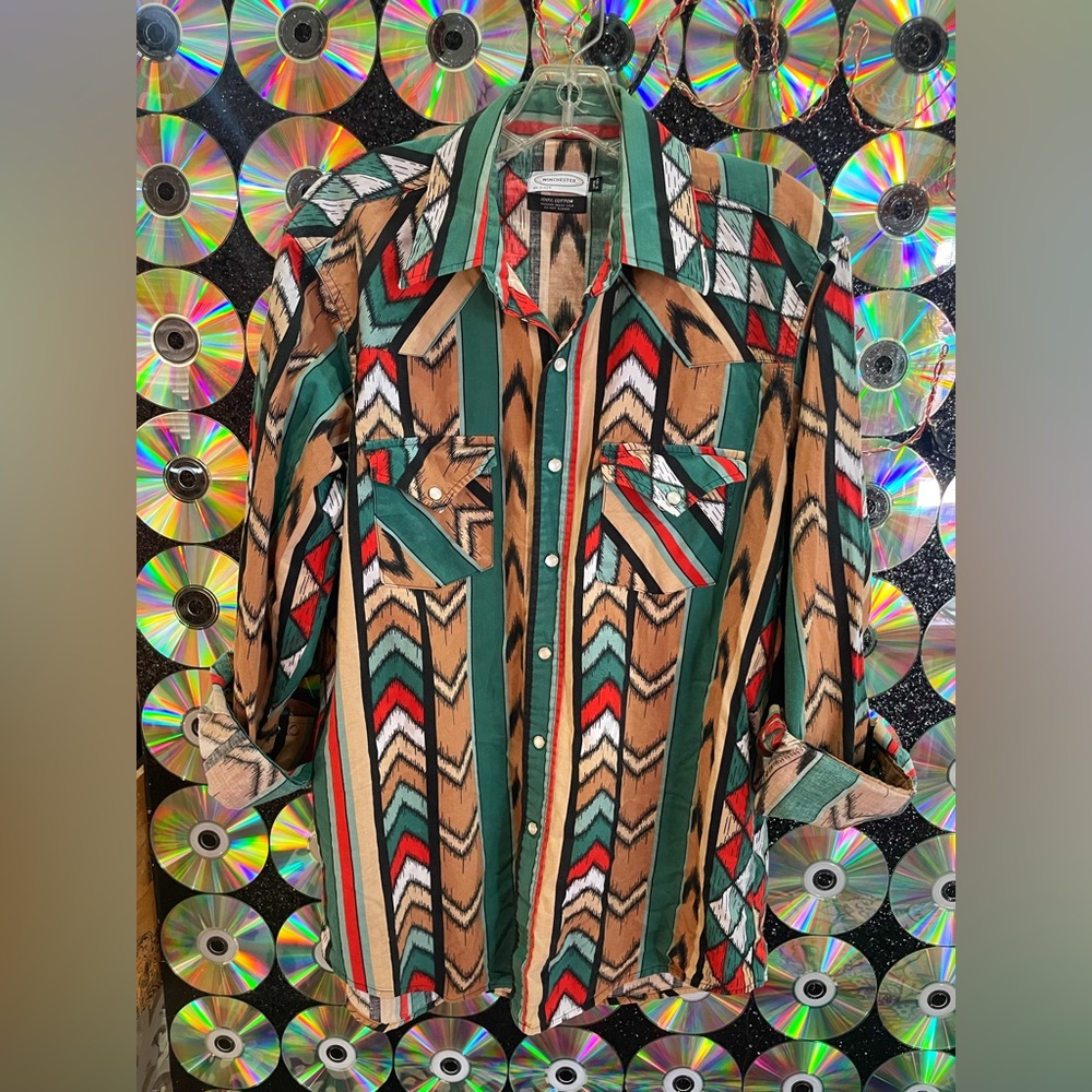 Vintage Winchester Pearl Snap Button Down Large Retro
